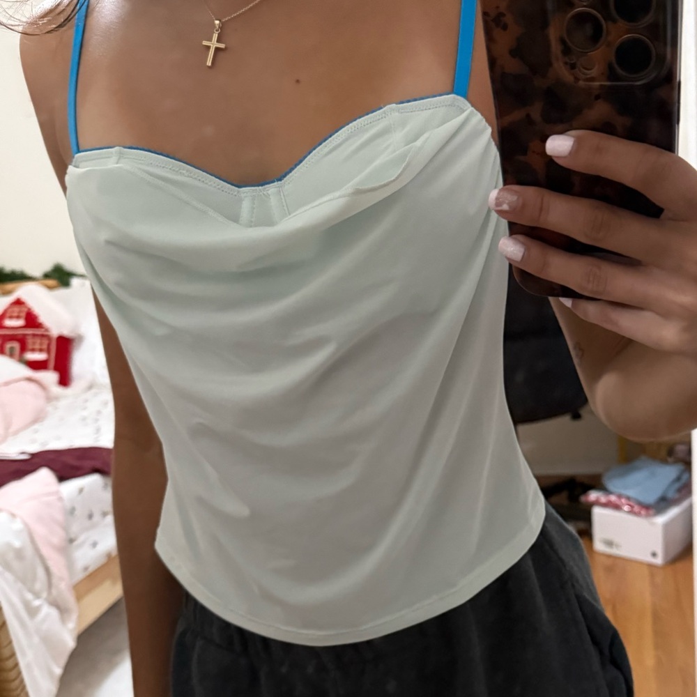 Urban outfitters out from under mesh balconnette tank top, aqua blue size S
